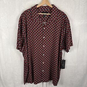 Shaquille‎ O'Neal Shirt Men 3XL Multi Geo Print Short Sleeve Collared Button Up